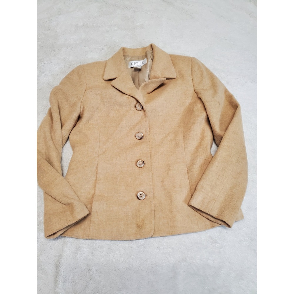 Vintage Petite Sophisticate Tan Brown Wool Cashmere Jacket Blazer 4 Office Boho